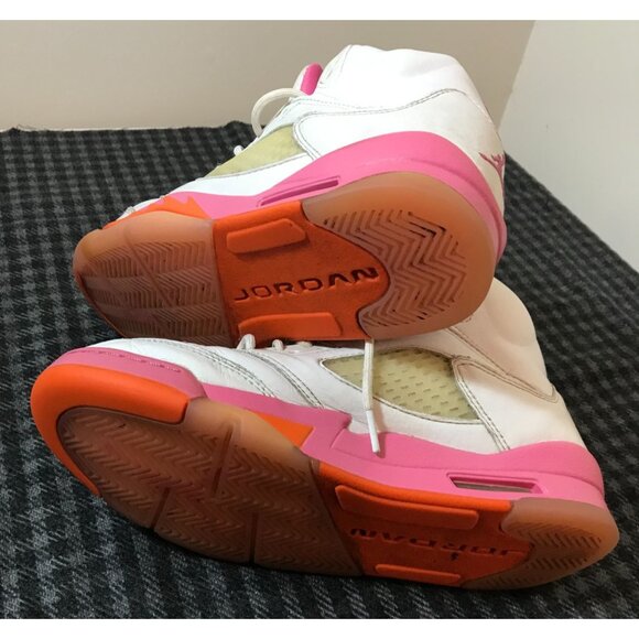 Nike Air Jordan 5 Retro GS White / Pink / Orange High-Top Sneakers Size 6Y Youth - Picture 5 of 9